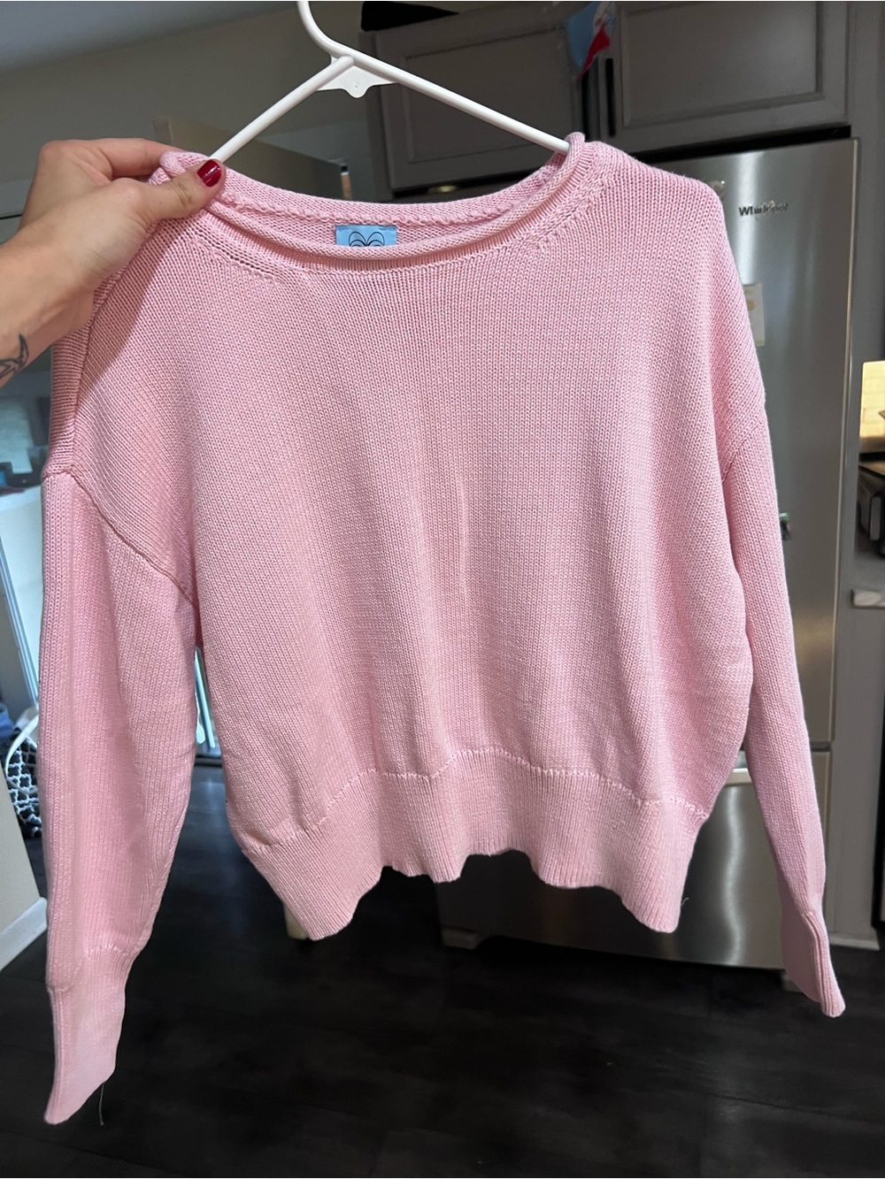 CeCe Pastel Pink Crewneck Long Sleeve Knit Sweater Size M